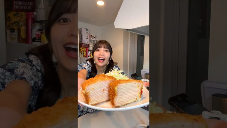 【激ウマ】巨大チーズミルフィーユハムカツが悪魔的美味しさすぎるんです...🧀🔥