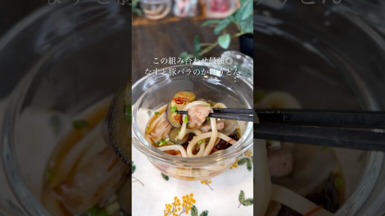 なすと豚バラのかけうどん