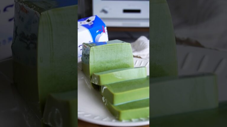 材料4つ！パックそのまま抹茶プリン作り方！#food