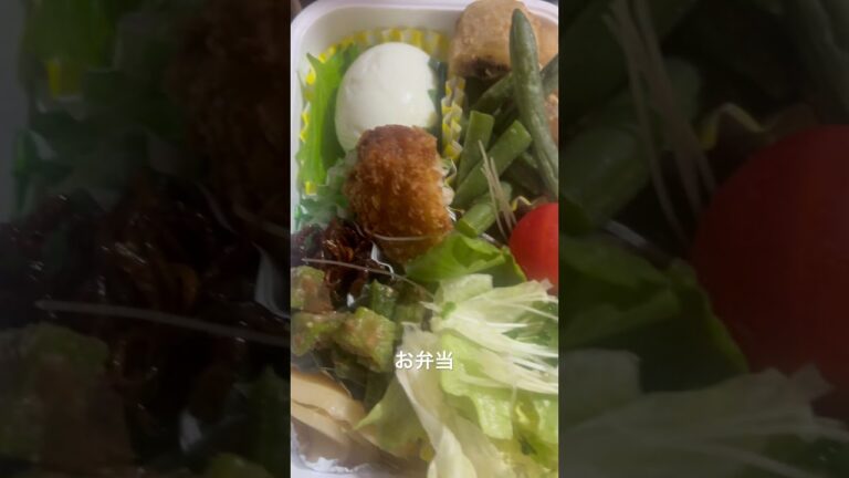 【お弁当】今日のお弁当、ゆで卵、サラダ、ブロッコリースプラウト、オクラのおかか和え他、71才のおばあちゃんが作りました。