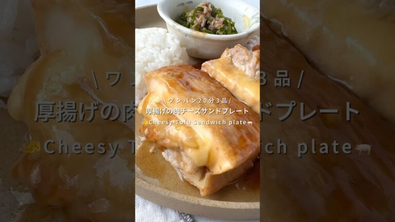 ワンパン20分3品🍳厚揚げの肉チーズサンドプレート🍖🧀