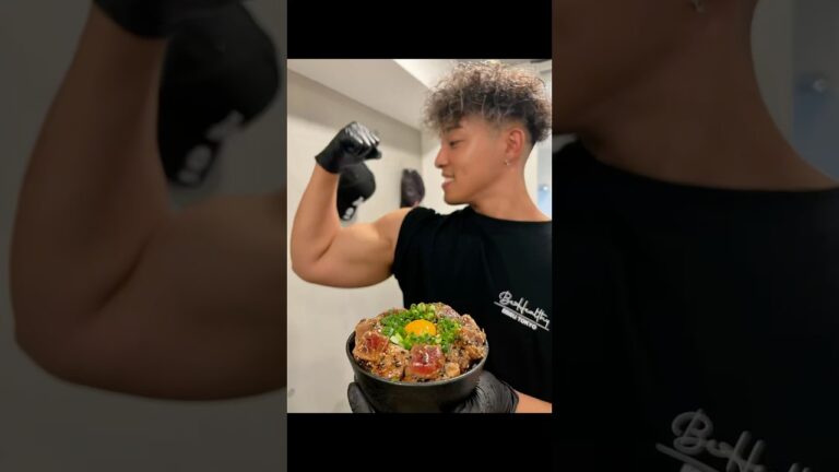 【マッチョが教える】ダイエット中でも食べれる、マグロのサイコロステーキ丼トータル535kcal P43g F19 C48