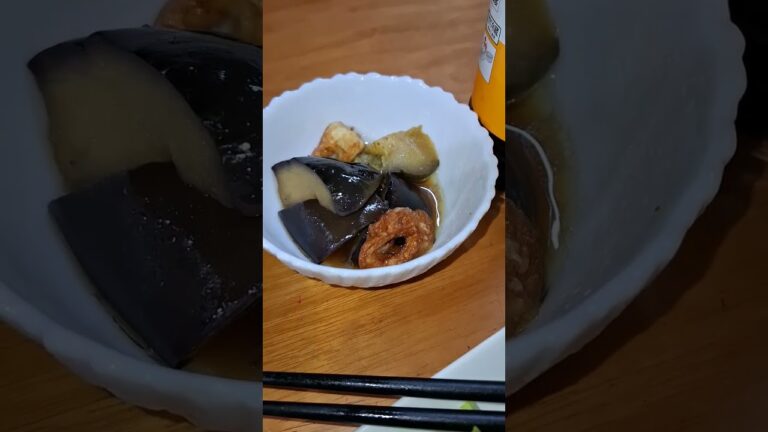 9月12日の晩ごはんは、、茄子と竹輪の煮浸しと、味ぽんで食べる鶏唐揚げでした🙆