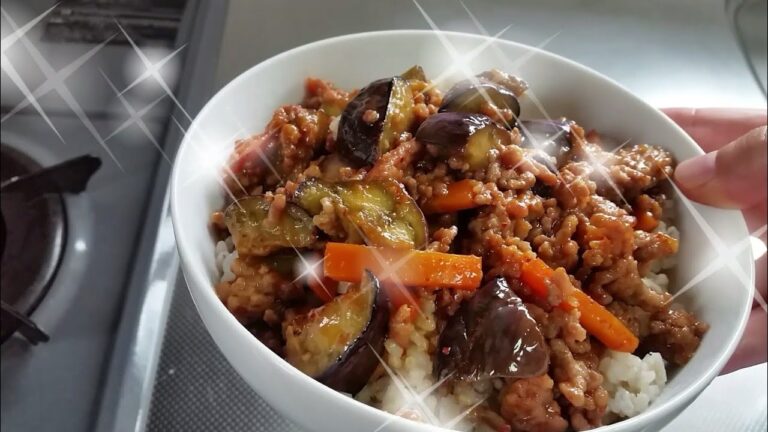 【vlog#2】茄子とひき肉の甘辛炒め丼