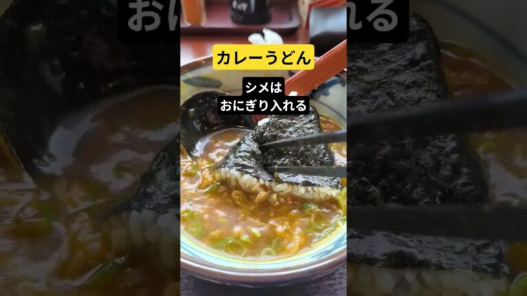 カレーうどんのシメにはおにぎり入れる。＃カレーうどん ＃おにぎり ＃うどん ＃金毘羅製麺 #shorts
