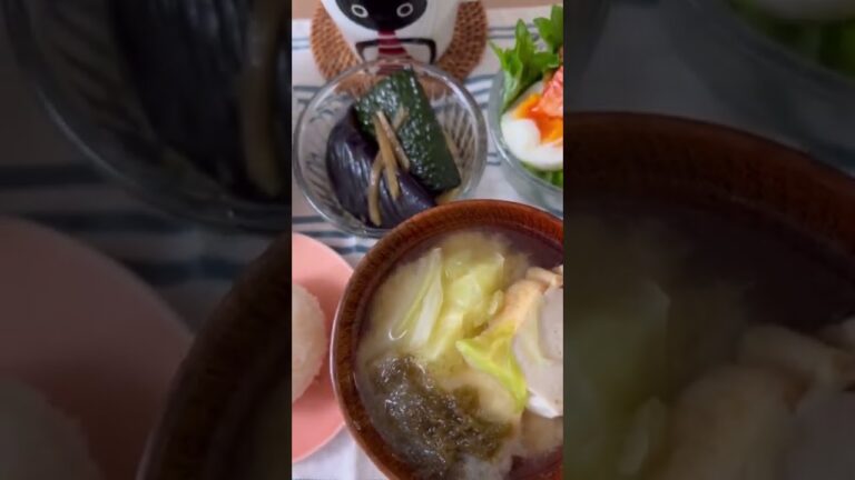 今日の朝ごはん7/19☀️茄子とズッキーニの揚げ浸し/高野どうふと根菜の煮物etc.和食の朝ごはん☘️#Shorts