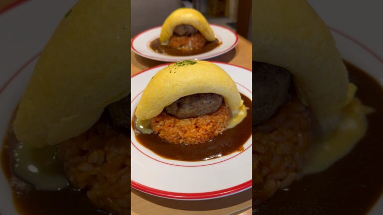 【特大】チーズハンバーグオムライス！Cheese Hamburg Omelet Rice! Japanese Street Food 創作料理 アランチャ 名古屋グルメ