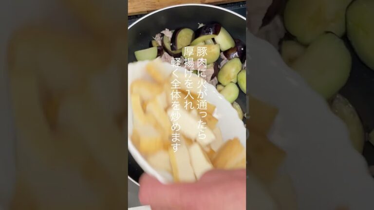 豚肉と茄子・厚揚げの味噌煮#shorts #厚揚げレシピ ＃茄子＃味噌 #簡単レシピ #煮る #料理 #今日の晩ごはん＃秋なす