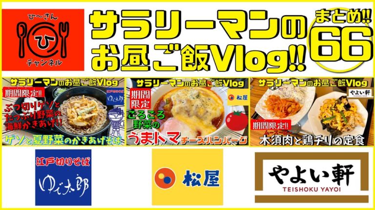 【ゆで太郎】【松屋】【やよい軒】お昼の献立にどうぞっ👍✨【オススメ☝️✨お昼ご飯】【飯動画】【ぼっち系サラリーマンのお昼ごはんvlog‼️まとめ６６✨ 】