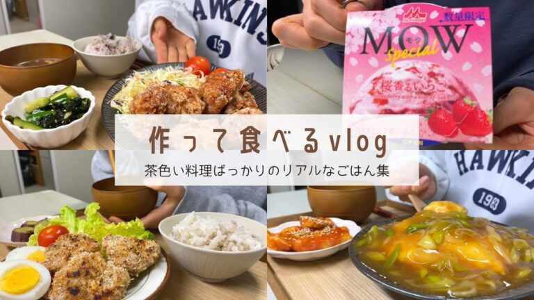 【ザクッザクな唐揚げが食べたい！】茶色ばっかりのリアルな食生活vlog｜MOWの新作｜天津飯｜味噌パン粉焼き