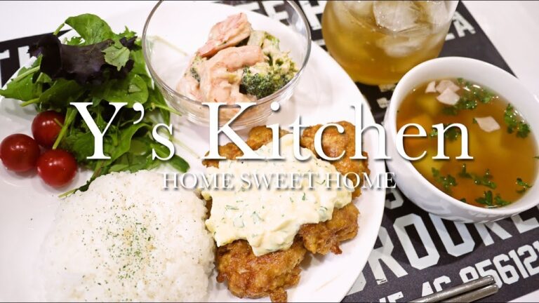 【料理】チキン南蛮＆海老とブロッコリーのサラダ