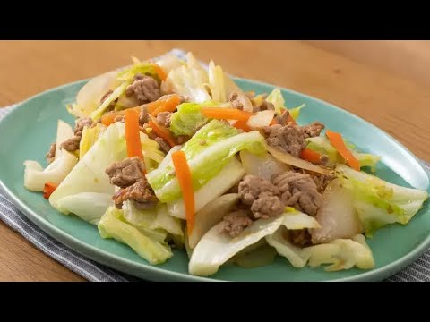 豚ひき肉とキャベツの野菜炒め　しょうが風味