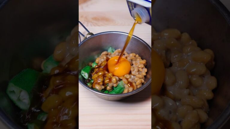 電子レンジオクラ納豆🔥🫘Okra Natto recipe🧑‍🍳#cooking #foodie #food #asmr #男飯  #natto #egg