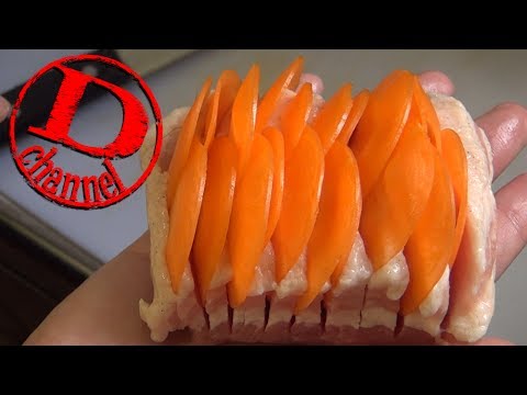 豚バラ肉に野菜を挟んだ逆ハッセルバック