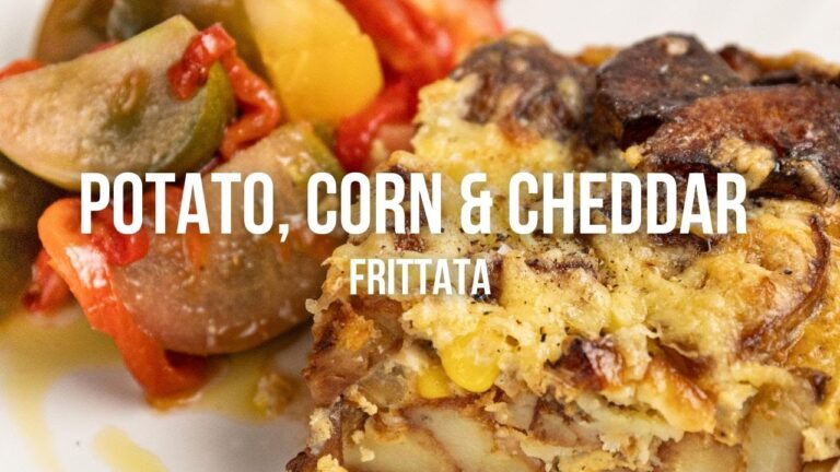 ポテト、コーン、チェダーチーズのフリッタータ