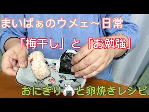 「梅干し」と「お勉強」　　　　　　　　　おにぎり🍙と卵焼きレシピ