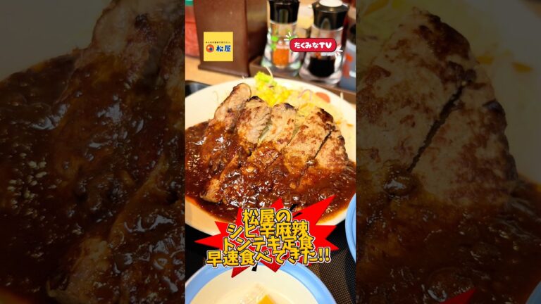 松屋のシビ辛麻辣トンテキ定食と生卵🥚がめっちゃあう件🤤 #期間限定 #松屋 #グルメ #トンテキ
