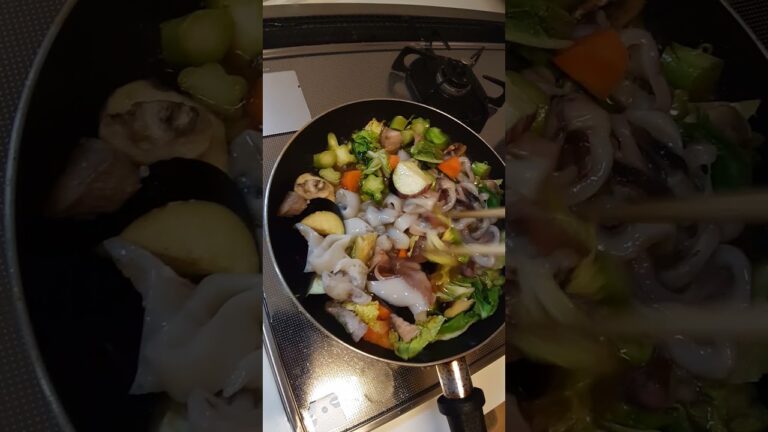 イカさんと野菜どもを炒めつけて