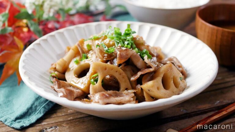 【豚バラれんこんの甘辛炒め煮】甘辛い味付け！ごはんにもおつまみにも♪