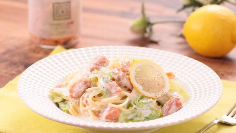 【絶品パスタ！】紀ノ国屋 ゴロほぐし紅鮭のレモンクリームパスタ