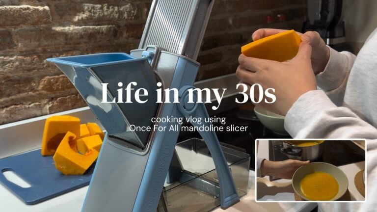 Butternut squash soup using Once For All mandoline slicer | day in the life of a homebody in Spain