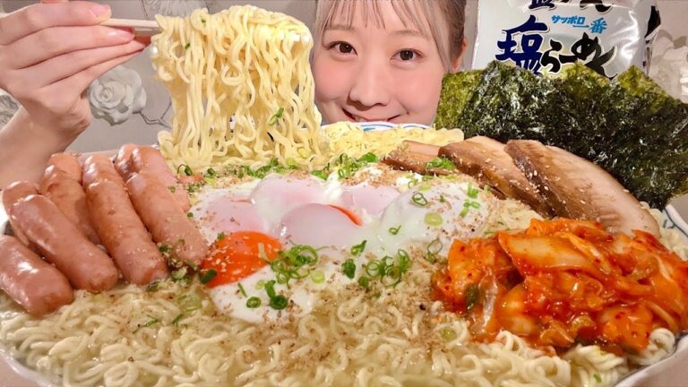 ASMR Sapporo Ichiban Shio Ramen【Mukbang/ Eating Sounds】【English subtitles】