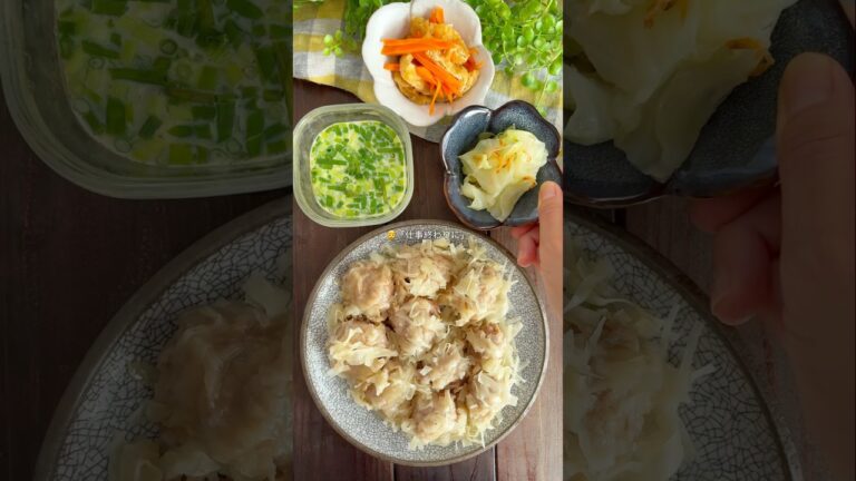 1️⃣花シュウマイ2️⃣キャベツと桜エビのナムル3️⃣茶碗蒸し🥚4️⃣にんじんと油揚げの甘辛煮#簡単レシピ #時短レシピ #フライパンレシピ #節約ごはん #共働きごはん#ズボラ飯 #ワンパンレシピ