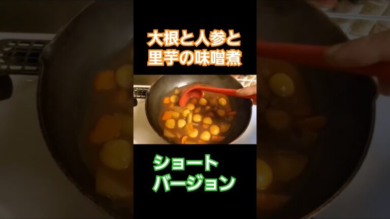 【味噌煮】大根と人参と里芋の味噌煮。ショートバージョン#料理 #今日の献立 #cooking #煮物