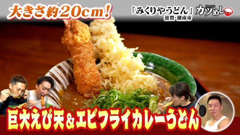【カツめし】巨大！約２０ｃｍえび天＆エビフライのカレーうどん！　滋賀・湖南市「みくりやうどん」（2025年4月10日）