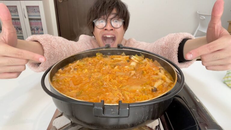 【モッパン】韓国キムチ鍋を大食いしてみました。