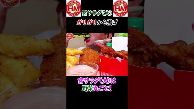 Mukbang ASMR　揚げ物大好き!【ほっともっと】から揚げ、宮サラダ(大)　#shorts