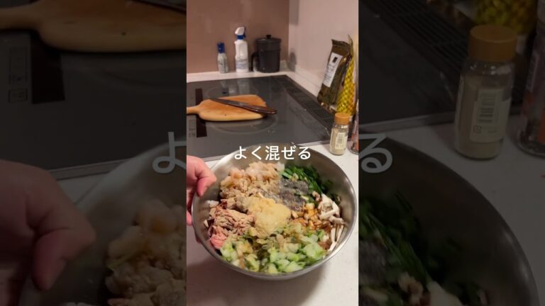 手作り餃子　最高に美味しい五目餃子、豚肉エビ椎茸ニラ白菜！#餃子 #手作り餃子