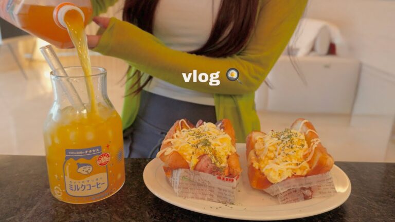 vlog | 계란 듬뿍 넣은 에그 드랍 토스트 만들고 🐣 💛 쫄깃한 냉수육, 출근 도시락 준비하는 집순이 일상, 두부튀김, 귀여운 일본라면 🍜