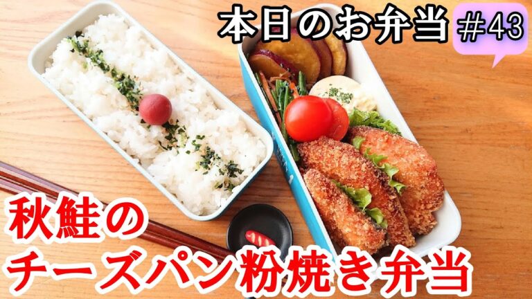 【旦那弁当 #43 】ささっと簡単にできる！ 秋鮭のチーズパン粉焼き弁当 ✨  お弁当レシピ  簡単レシピ   男子弁当      概要欄のレシピも見てねぇ～✨