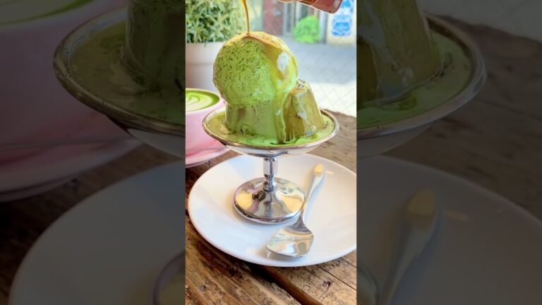 【浅草】抹茶アイスプリンにたっぷり黒蜜をかけちゃうよ！ #cafe #matcha #pudding #sweet