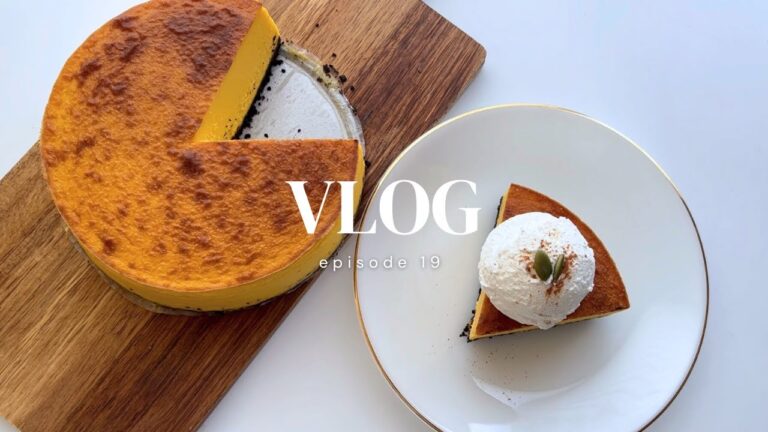 [お菓子作りvlog]  かぼちゃのチーズケーキの作り方｜混ぜて焼くだけ、簡単なのに濃厚クリーミー