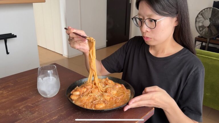 ASMR ロゼクリームパスタ🍝【咀嚼音/Mukbang/Eating Sounds】