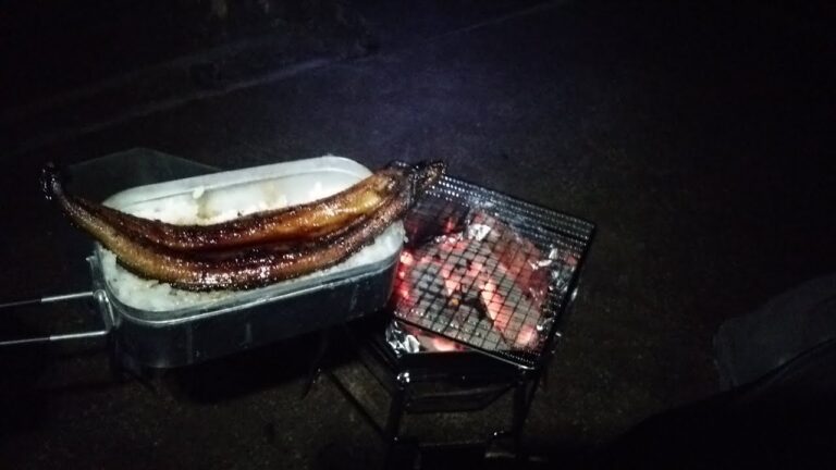 キャンプで炭火調理したうなぎの蒲焼を食べてみた！！