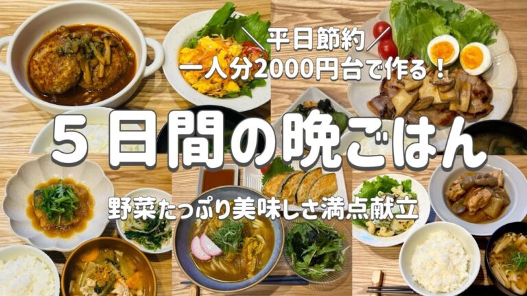 修正版【節約レシピ】野菜たっぷり美味しさ満点献立/一人分平日5日間2000円台！/買い物リストとまとめ買いで節約！/概要欄に買い物リスト載せています/3人家族節約簡単献立