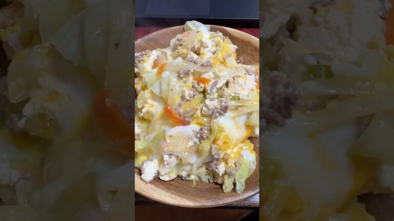 出来上がったのは沖縄ちゃんぽん（野菜炒めの卵とじ）でしたｗ
