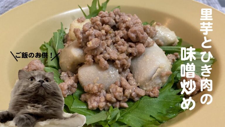 里芋とひき肉の味噌炒めwith cats