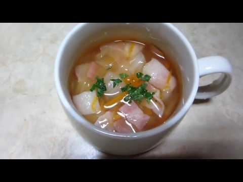 【超簡単】野菜スープ＆スープパスタの作り方【赤髪のとも】