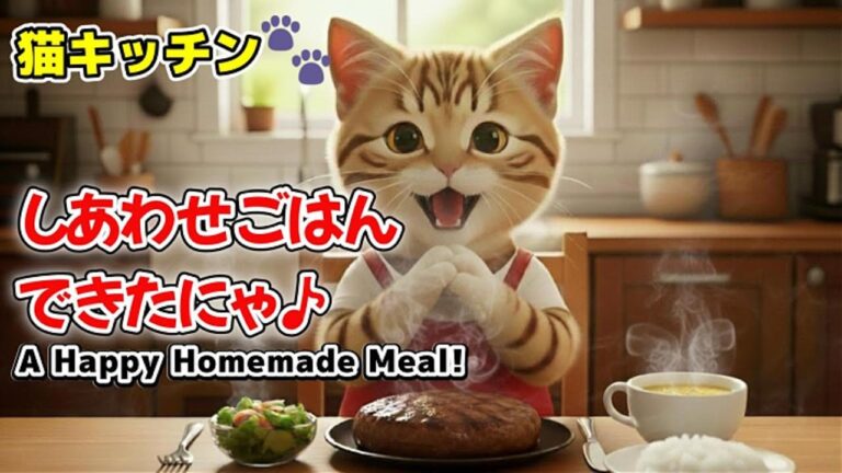ジュワ〜ッ！肉汁あふれる🍖猫シェフのハンバーグASMR / Juicy Cat Chef’s Hamburger Steak