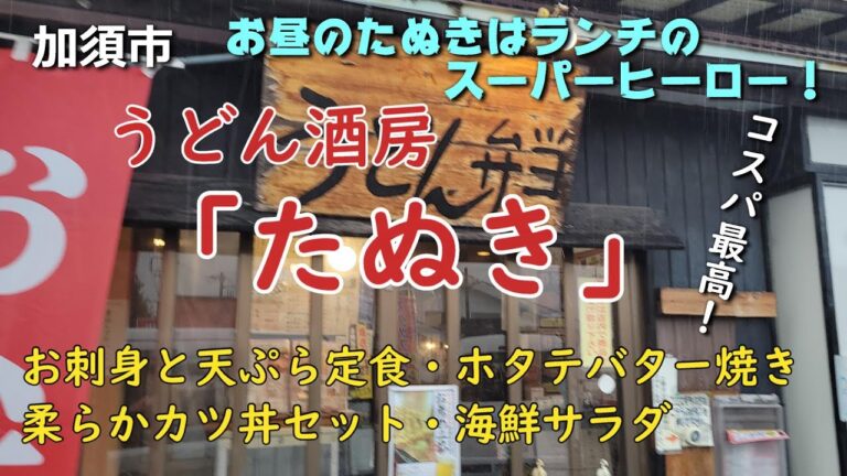 加須市「うどん酒房たぬき」#昼のたぬき#コスパランチ#カツ丼#冷やしたぬきうどん#天ぷら#刺身