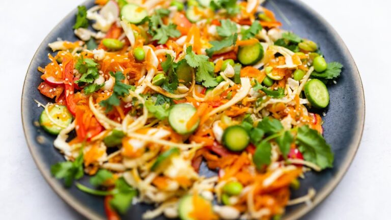 Coleslaw With A Sesame Ginger Dressing - Vegan Salad Recipe Idea