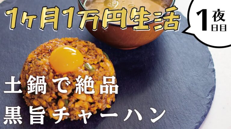 食費1ヶ月1万円生活【1日目夜食】節約レシピ③焦がし醤油炒飯 ・節約生活・vlog