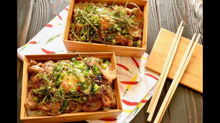 【お弁当作り】ポークスタミナ丼弁当の作り方〜How to make Japanese bento lunch box〜