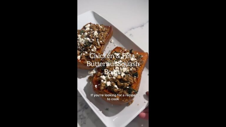 CHICKEN AND FETA BUTTERNUT SQUASH BOATS  These Chicken and Feta Butternut Squash Boats is the per...