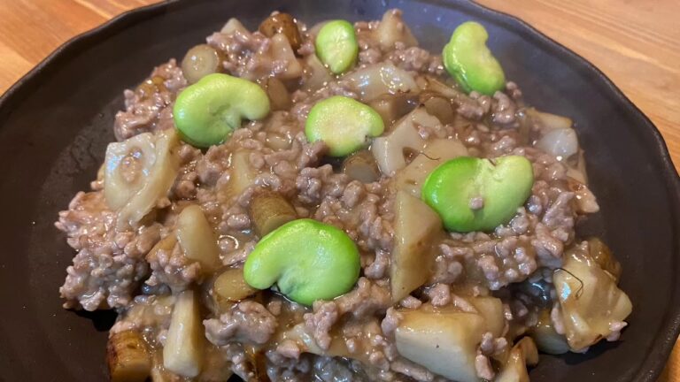 焼き豆腐蓮肉餡　grilled tofu with lotus root and minced meat starchy sauce