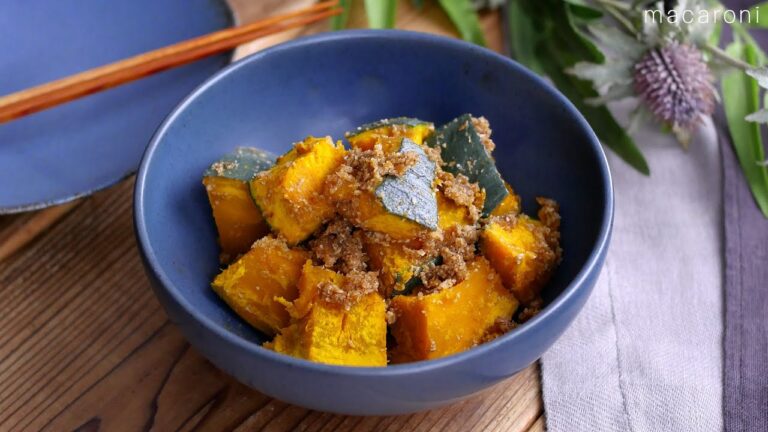 【レンジ×めんつゆで かぼちゃのごま和え】レンジ加熱でほっくり！すりごまの香ばしい香り♪